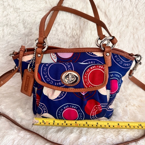 Coach Blue and Red Crossbody Bag with Geometric Design - Picture 6 of 9